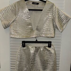 Missguided Metallic Croc-Embossed Set